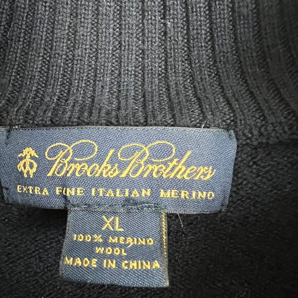 Brooks Brothers Italian Merino Wool Argyle Sweater Blue Button Collar Sz XL - Picture 4 of 6